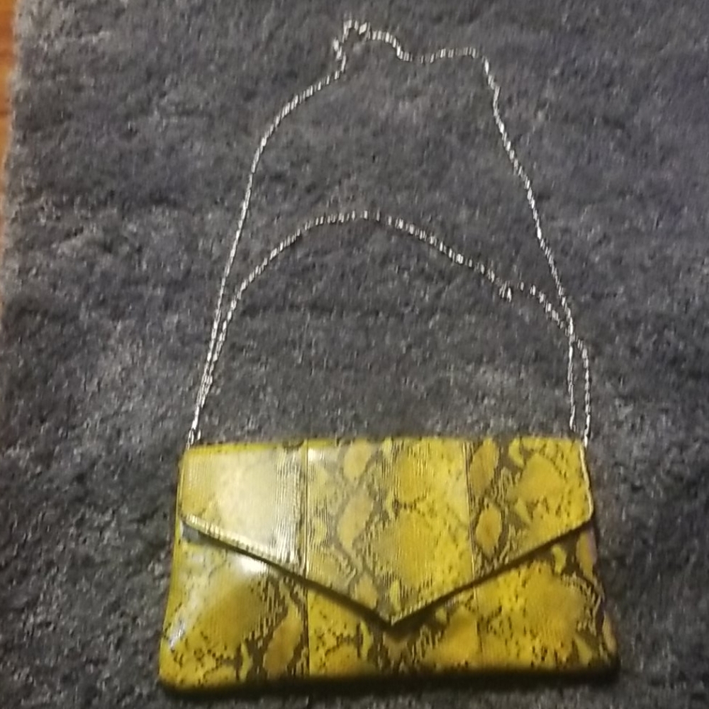 Yellow snakeskin shoulder bag